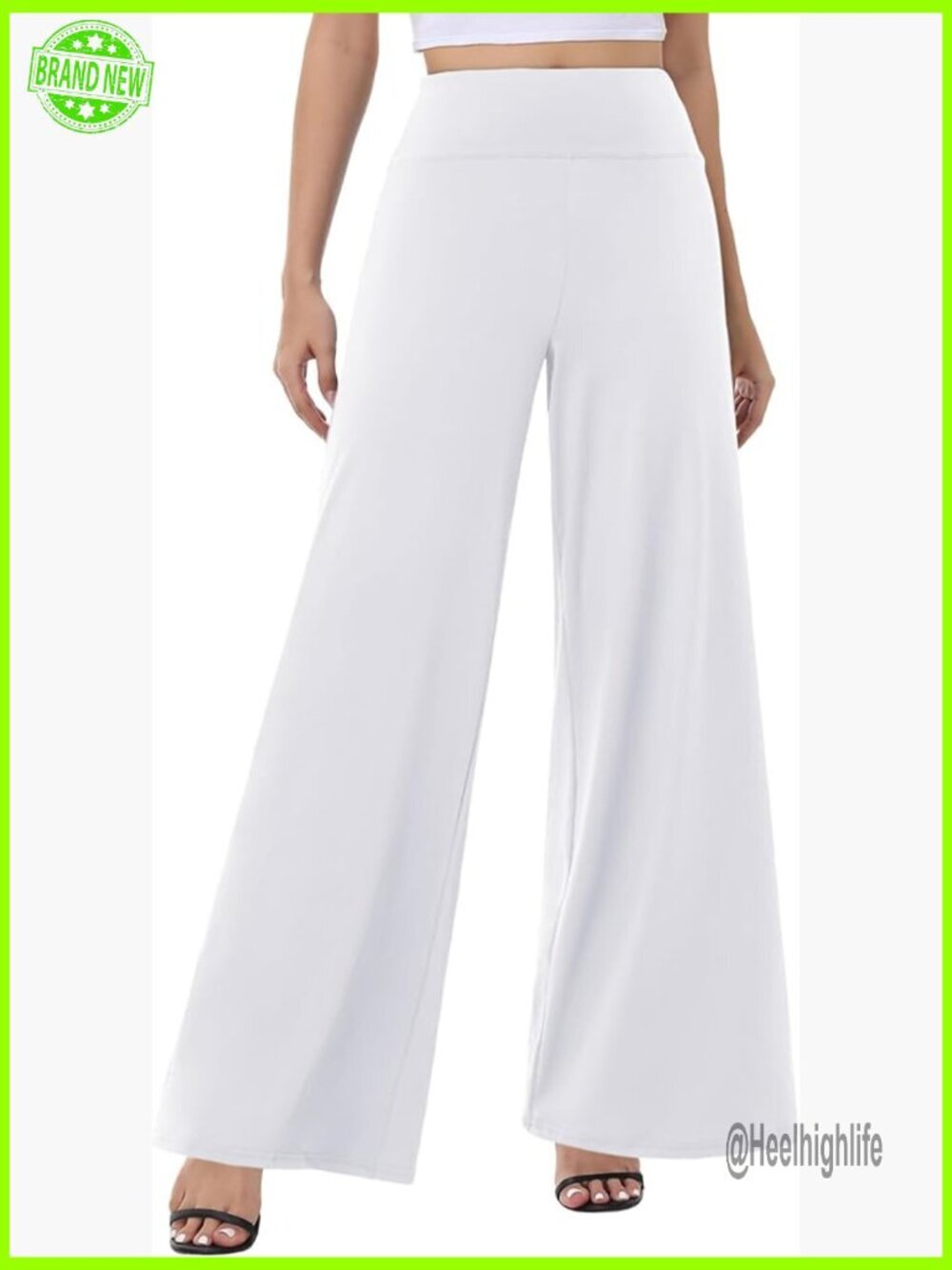 High Waist Wide Leg Palazzo Pants Stretchy Flowy Lounge Casual Trousers